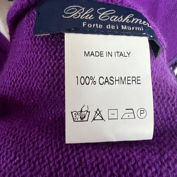 Purple Cashmere & Leather Fringe Shawl Italy - Picture 3 of 6